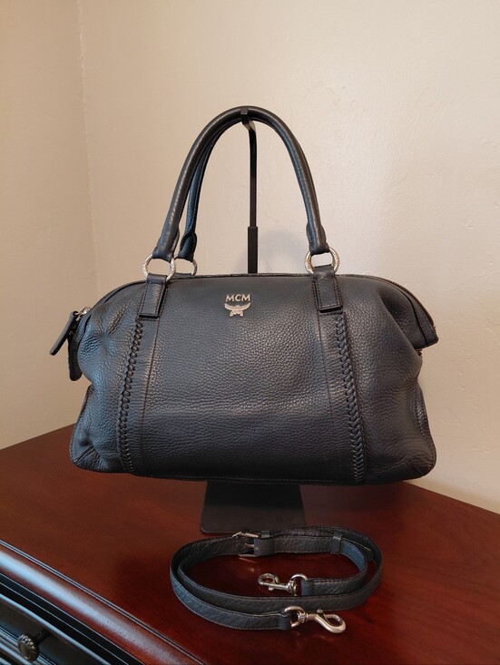 MCM Handbags - MCM Boston Bag Black Pebbled Leather